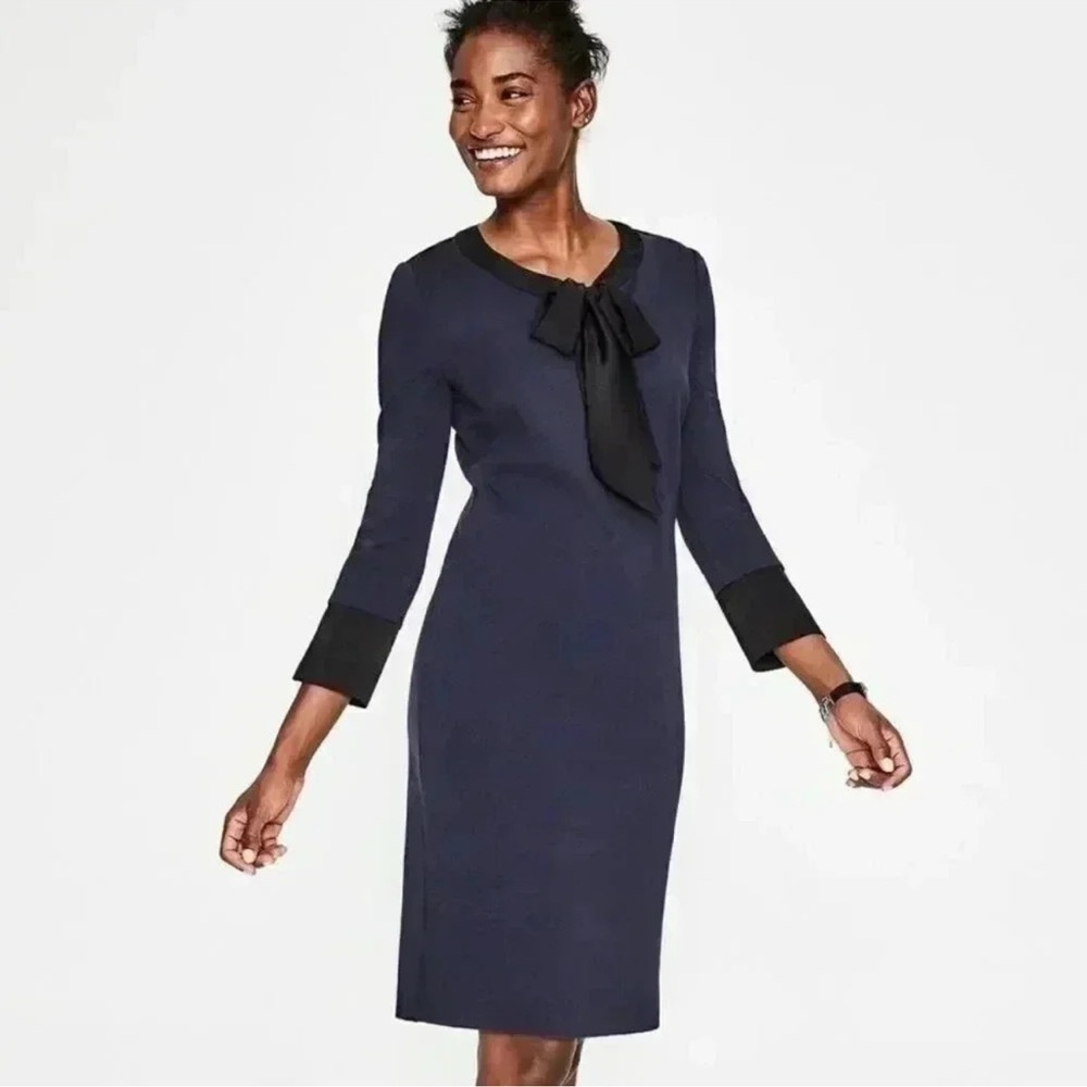 Boden Navy and Black Midi Dress